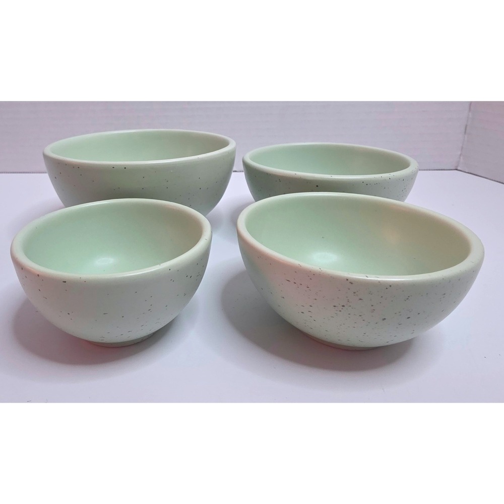 Greg Natale Ceramic Measuring Cup Set 4 Piece Speckled Sage Green Nesting Bowls - Picture 2 of 8